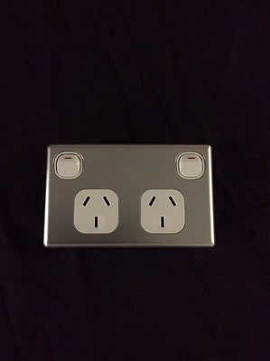 GPO - Silver Double outlet 250V 10A